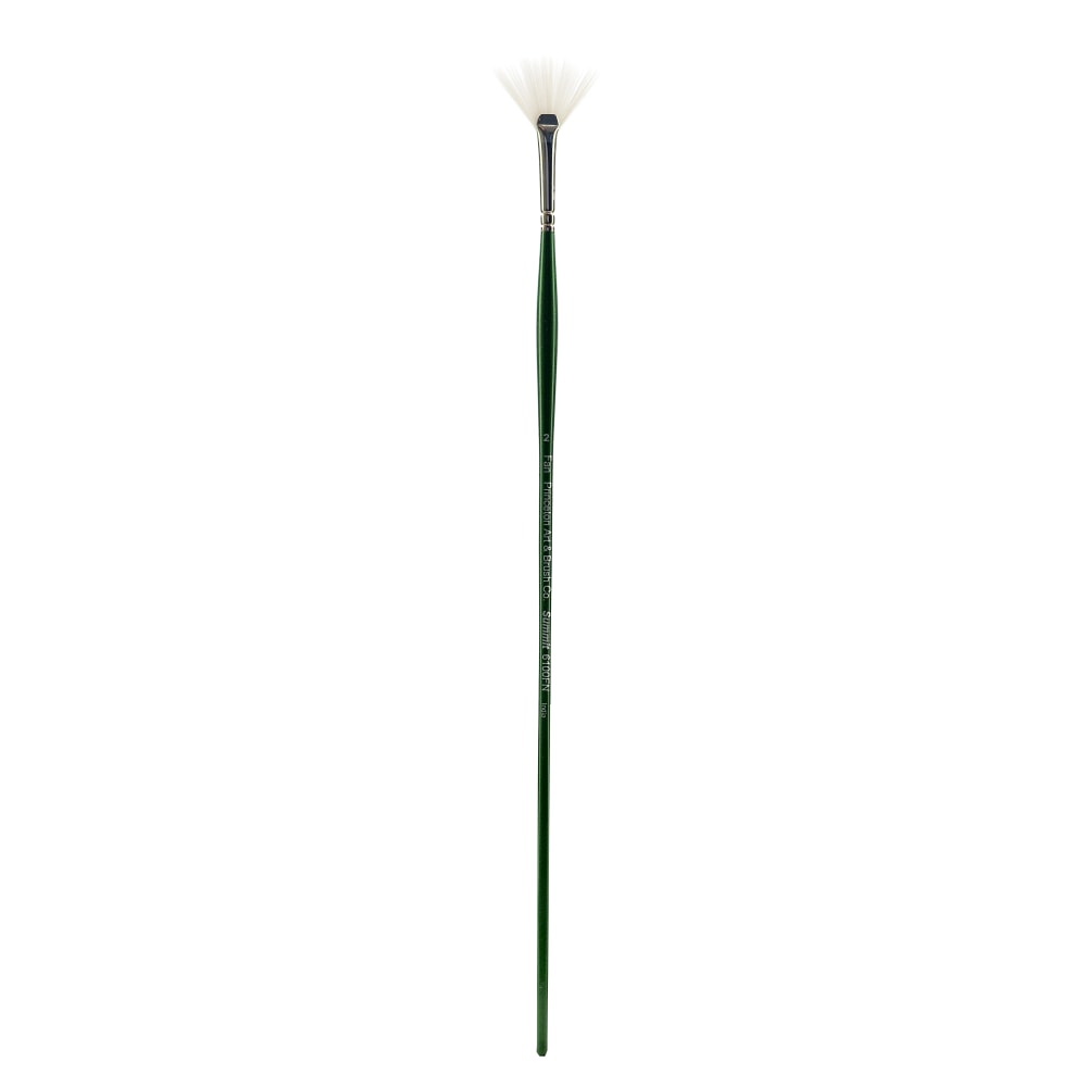 Princeton Synthetic Bristle Oil And Acrylic Paint Brush 6100, Size 2, Fan Bristle, Synthetic, Green MPN:6100FN-2