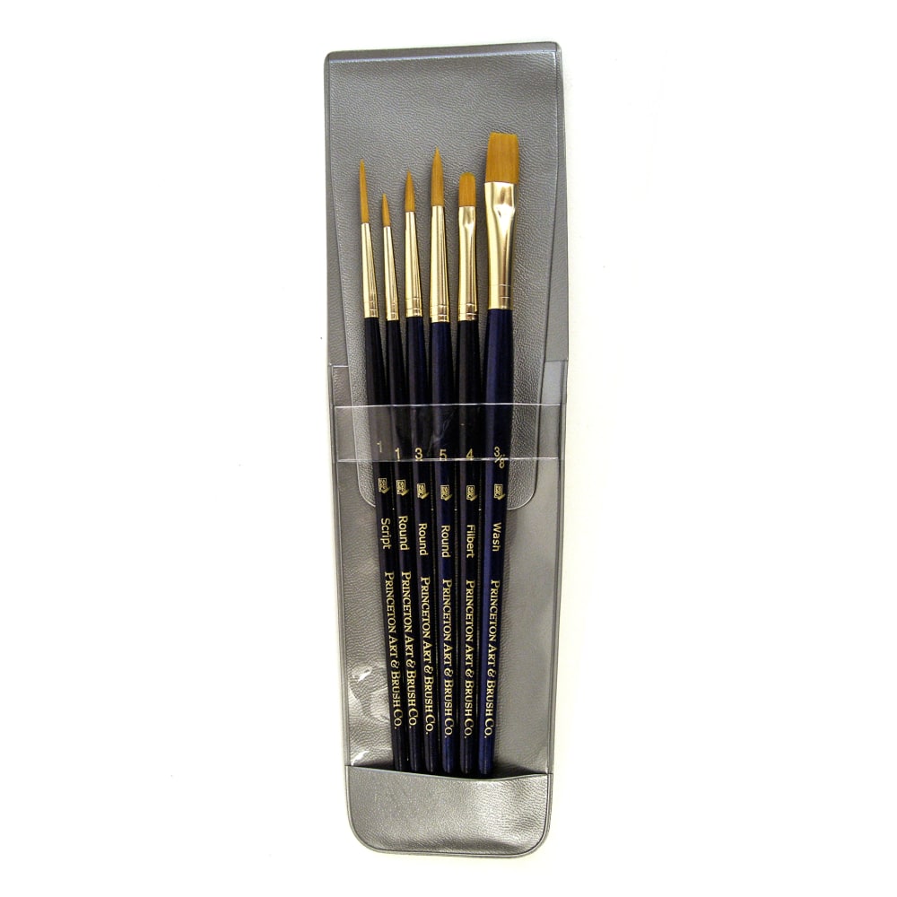 Princeton Real Value Paint Brush Set Series 9132, Assorted Sizes, Taklon, Blue, Set Of 6 MPN:9132