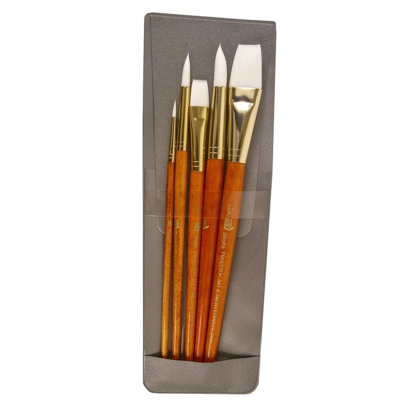Princeton Real Value Series 9152 Brush Set, Assorted Sizes, Synthetic, Orange, Set Of 5 MPN:9152