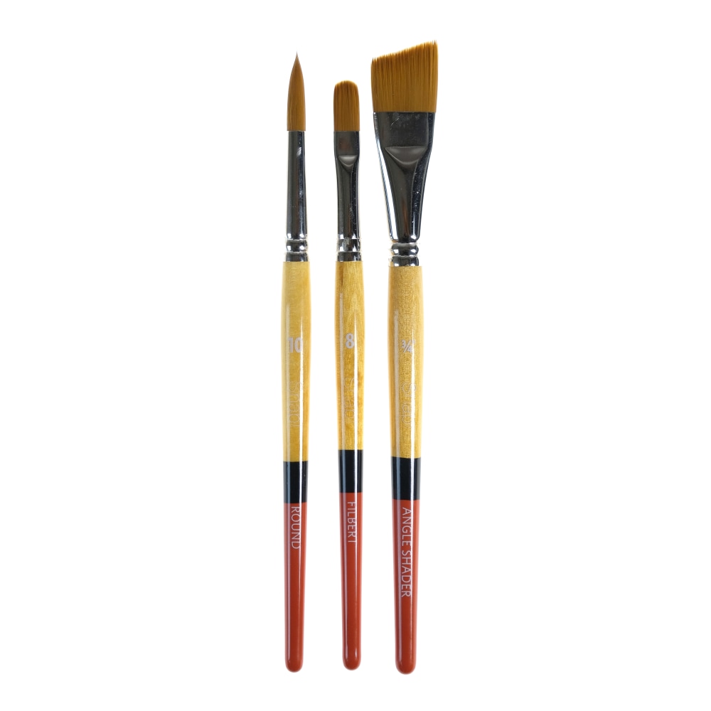 Princeton Snap Paint Brush Set, Set 1, Assorted Bristles, Synthetic, Brown MPN:9650SET-1