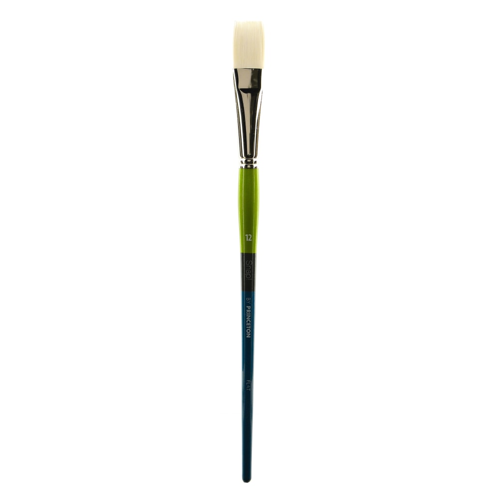 Princeton Snap Paint Brush, Series 9800, Size 12, Bright, White Taklon, Synthetic, Multicolor MPN:9800F-12