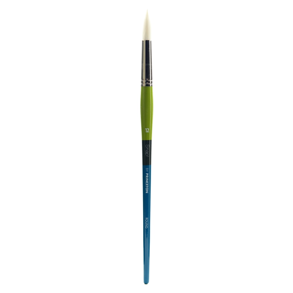 Princeton Snap Paint Brush, Series 9800, Size 12, Round, White Taklon, Synthetic, Multicolor MPN:9800R-12
