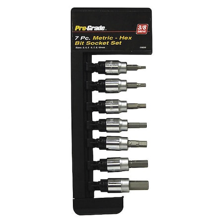 Metric Hex Bit Set, 7 pcs., 3/8