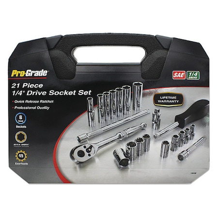 Socket, 21 pcs., 1/4