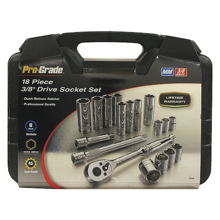 Socket, 18 pcs., 3/8