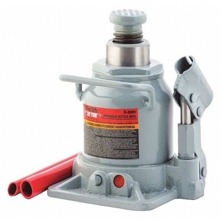 High-Clearance Bottle Jack, Steel, Manual Handle, Mechanical, ASME/PASE MPN:B-S20D