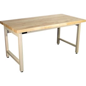 Pro-Line Adj Height Heavy Duty Workbench Maple Butcher Block Square Edge Top 60