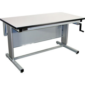 Pro-Line Hand Crank Adjustable Height Workbench with ESD Laminate Ergo Legs 72