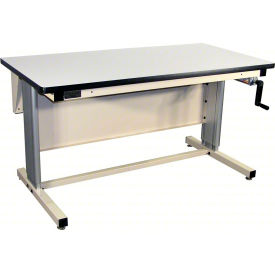 Pro-Line Hand Crank Adjustable Height Workbench with ESD Laminate Ergo Legs 72
