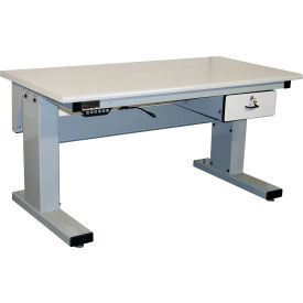 Pro-Line Millennium II 60 x 30 Electric Adj Height Workbench ESD Laminate Bullnose Edge Light Gray MVSII6030C-A31-SW837-PF90