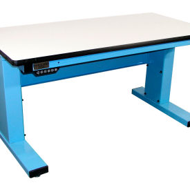Pro-Line Millennium II 60 x 30 Electric Adj. Height Workbench ESD Laminate T-Mold Edge Light Blue MVSII6030C-L14-SW837-BLT