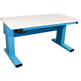 Pro-Line Millennium II 72 x 30 Electric Adj Height Workbench ESD Laminate Bullnose Edge Light Blue MVSII7230C-L14-SW837-PF90