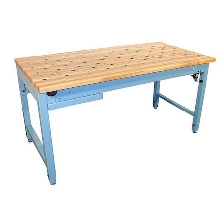 Bolted Workbench, Butcher Block, 60 in W, 30 in to 36 in Height, 800 lb, Straight MPN:RT6030-FC-HD-M