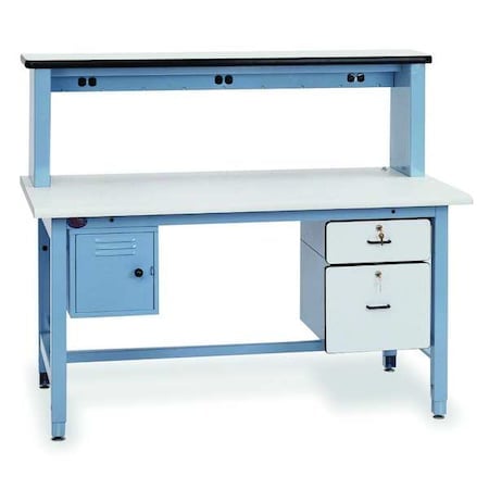 Bolted Workbench with Riser, ESD Laminate, 72 in W, 30 in to 36 in Height, 5, 000 lb, Straight MPN:TSHD7230ESD-L14