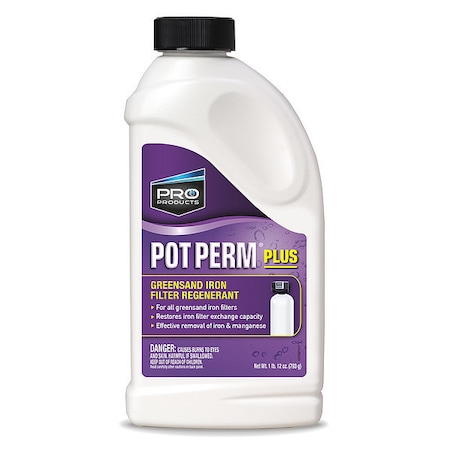 Potassium Permanganate, Pot Perm, Removes Iron/Manganese, 28 oz Bottle, For Greensand Iron Filters MPN:KP02N