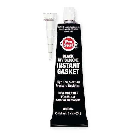 Oil-Resistant RTV Gasket Maker, 3 oz, Black, Temp Range -75 to 500 Degrees F MPN:80046