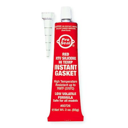 High Temp., Sensor-Safe RTV Silicone Sealant, 3 oz, Red, Temp Range -70 to 650 Degrees F MPN:80726