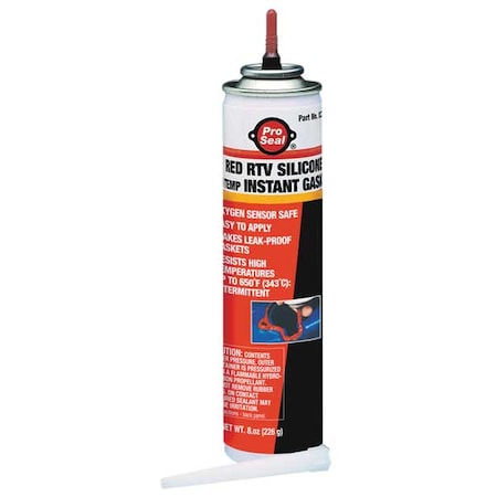 High Temp., Sensor-Safe RTV Gasket Maker, 8 oz, Red, Temp Range -70 to 650 Degrees F MPN:80729