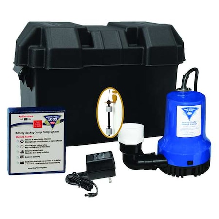 BatteryBackupSumpPump, 0.25hp, 8ft, 12VDC MPN:PHCC-1000