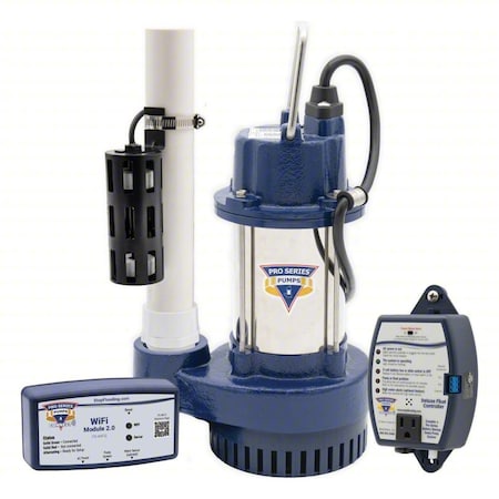 SubmersibleSumpPump, 20ft, 13.375in, 115VAC MPN:S3050-DFC2-WiFi2
