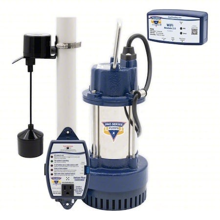 SubmersibleSumpPump, 20ft, 13.375in, 115VAC MPN:S3050-VSC2-WiFi2