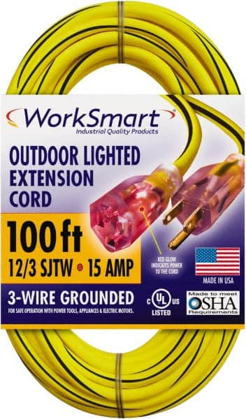 100', 12/3 Gauge/Conductors, Yellow/Black Outdoor Extension Cord MPN:PS-AZB0030