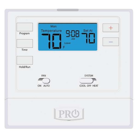 Non-Programmable Thermostat, 5-1-1 Programs, 1 H, 1 C, Wall Mount, Hardwired/Battery, 24VAC MPN:T605-2