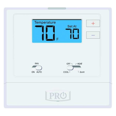 Non-Programmable Thermostat, 2 H, 1 C, Wall Mount, Hardwired/Battery, 24VAC MPN:T621-2