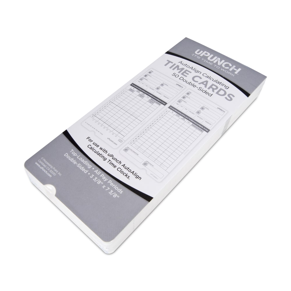 uPunch Time Cards, 2-Sided, 3.5in x 7.5in, Gray, Pack Of 50, HNTCL2050 MPN:HNTCL2050