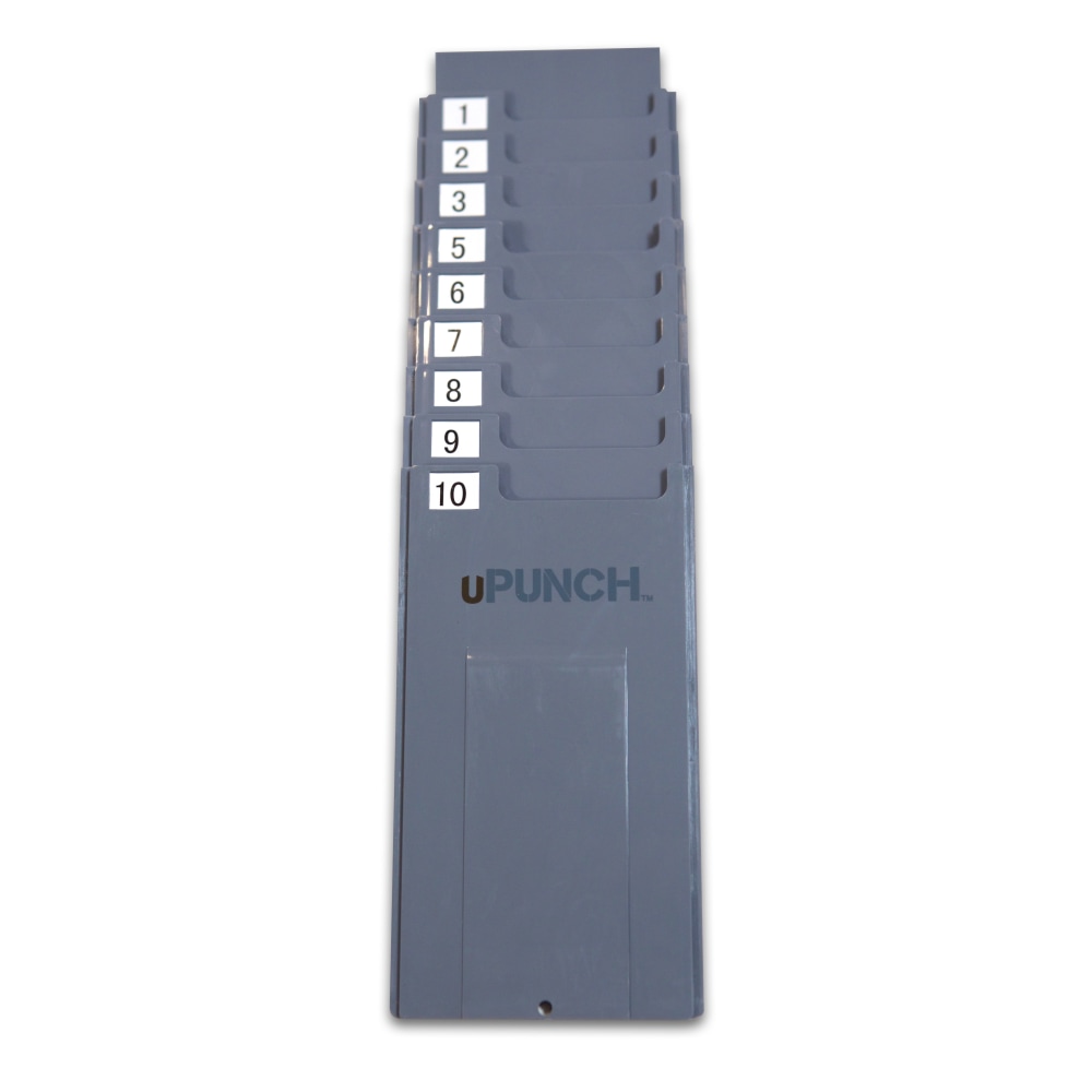 uPunch HNTCR10 Expandable Adjustable Time Card Rack, 10 Pockets, 4inH x 7 5/8inW x 4 1/2inD, Gray MPN:HNTCR10