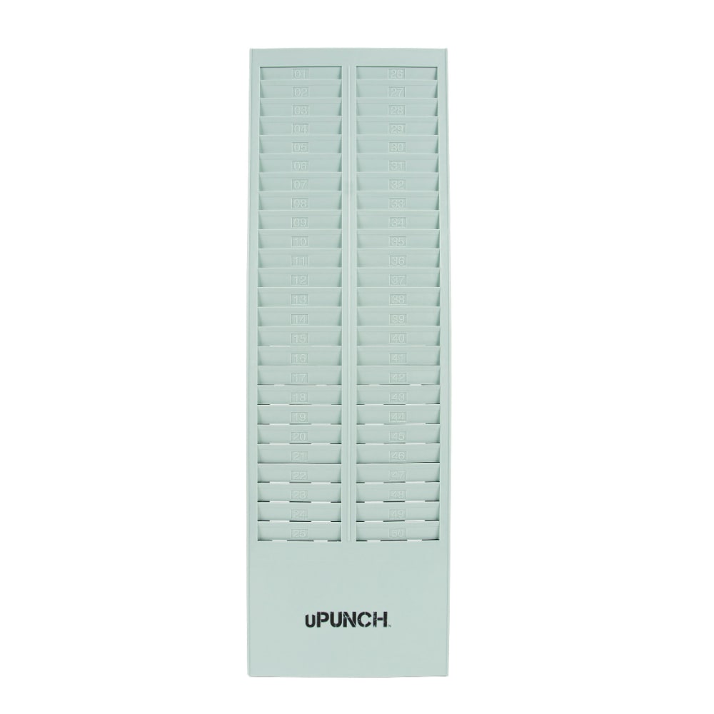 uPunch Time Card Rack, 50 Pockets, 27inH x 8.2inW x 1.4inD, Gray, HNTCR50 MPN:HNTCR50