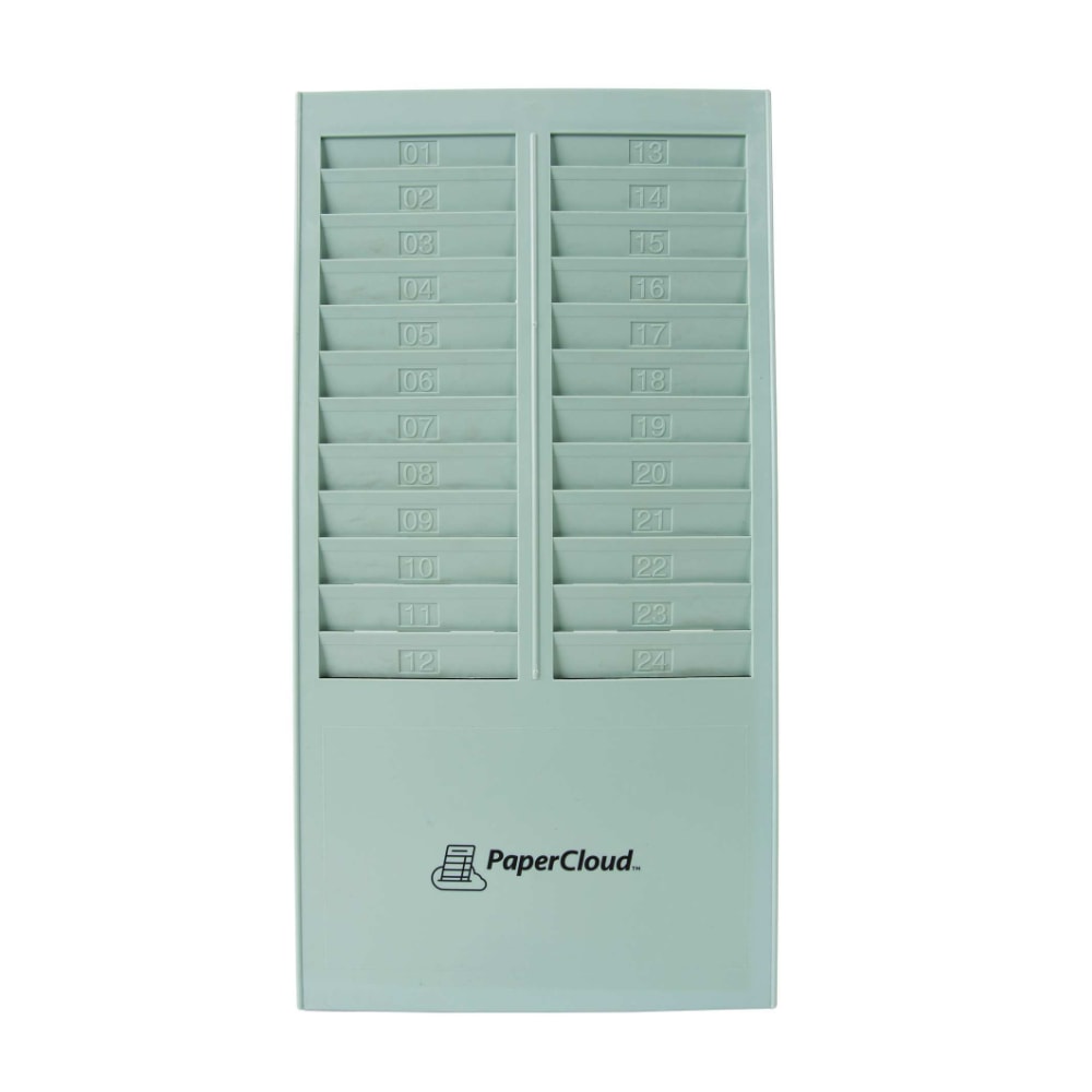 PaperCloud Time Card Rack, 24 Pockets, 16.4inH x 8.2inW x 1.4inD, Gray, PCTCR24 MPN:PCTCR24