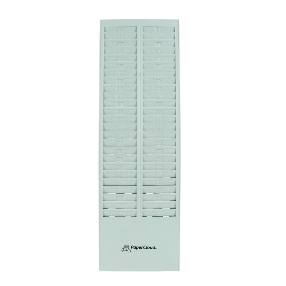 PaperCloud Time Card Rack, 50 Pockets, 27inH x 8.25inW x 1.4inD, Gray, PCTCR50 MPN:PCTCR50