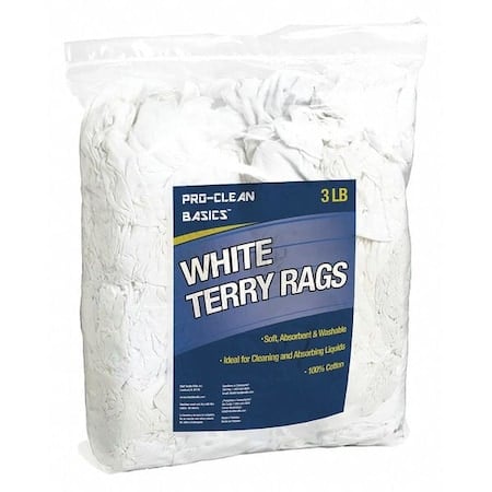 Terry Cloth Cotton Cloth Rag 3 lb. Varies Sizes, White MPN:Z99200