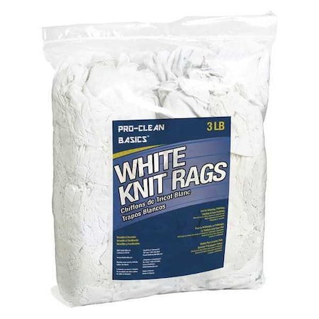 Cotton T-shirt Cloth Rag 3 lb. Varies Sizes, White MPN:Z99300