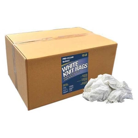 Cotton T-shirt Cloth Rag 15 lb. Varies Sizes, White MPN:Z99301