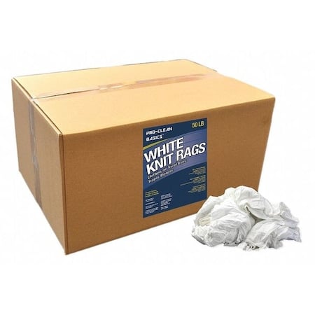 Cotton T-shirt Cloth Rag 50 lb. Varies Sizes, White MPN:Z99302