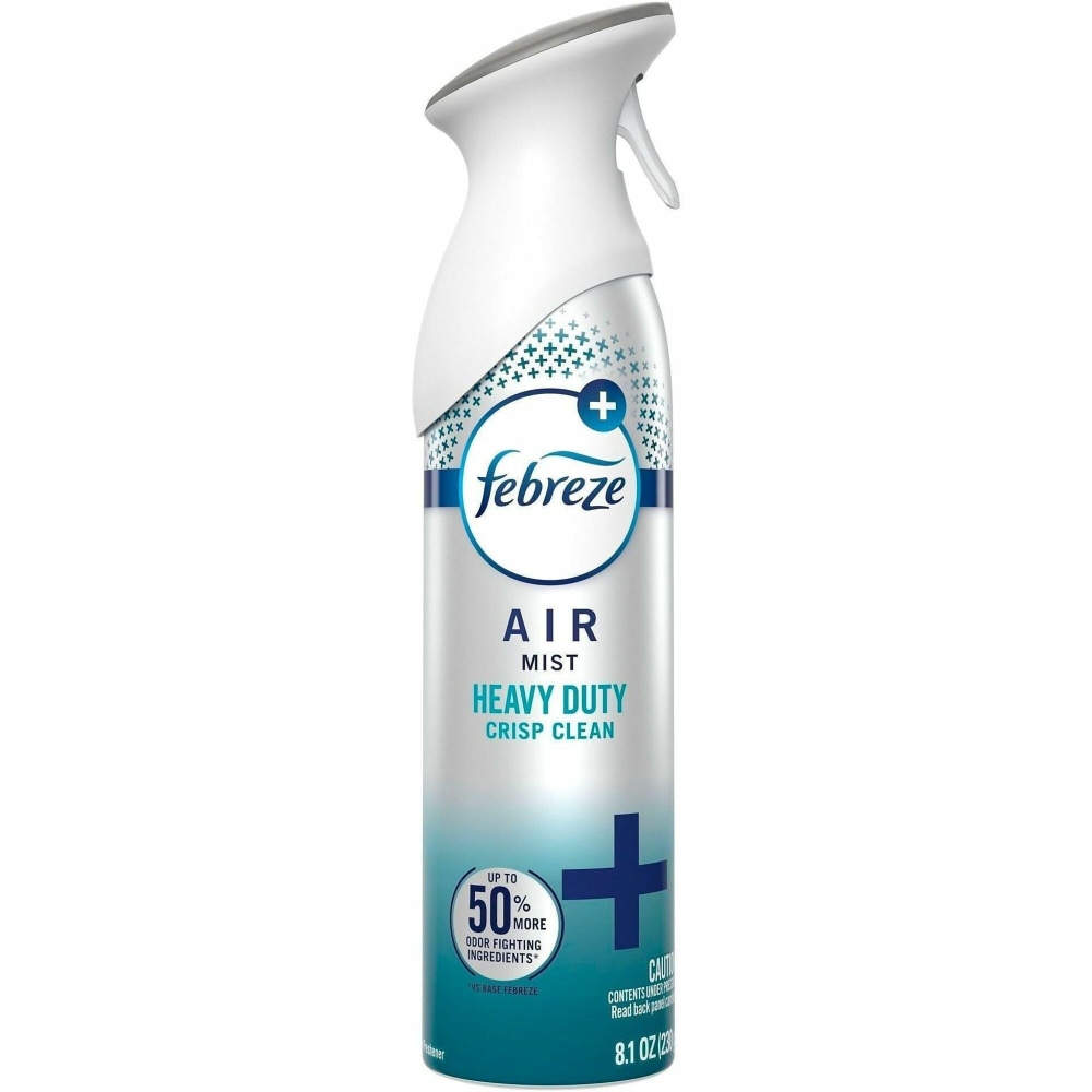 Febreze Heavy-Duty Air Freshener Spray - Spray - 8.1 fl oz (0.3 quart) - Crisp Clean - Odor Neutralizer, Heavy Duty, VOC-free - 6 / Carton MPN:19924