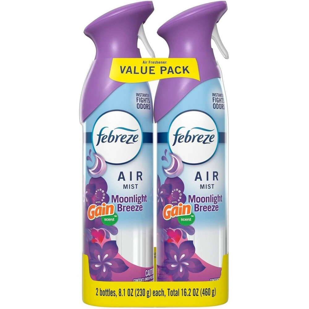 Febreze Air Mist Air Freshener Spray - Spray - 8.1 fl oz (0.3 quart) - Gain Moonlight Breeze - Odor Neutralizer, Long Lasting - 2/Pack - 3 / Carton MPN:20414