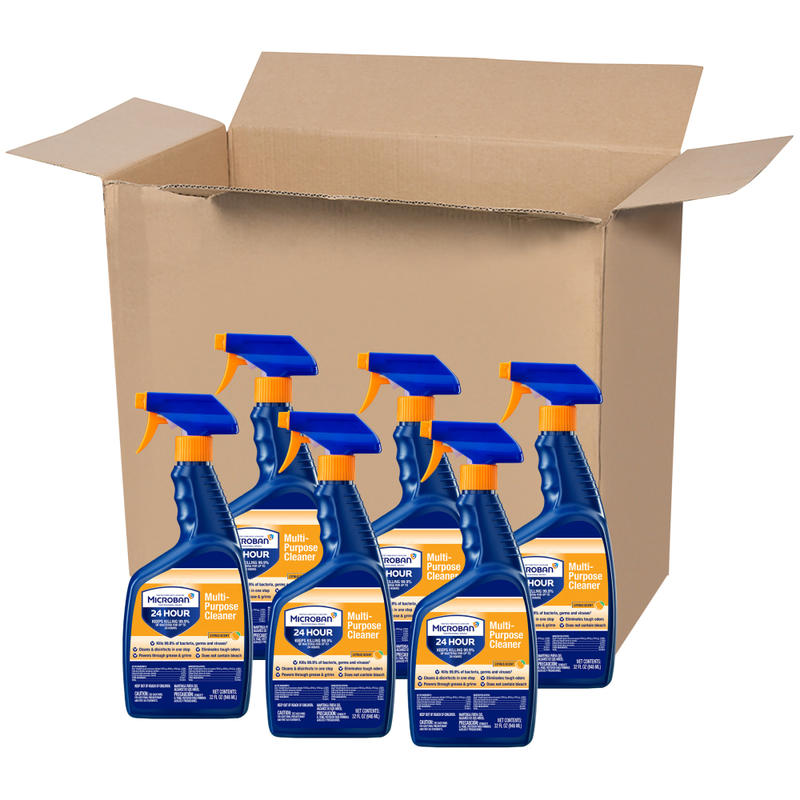 Microban Professional 24-Hour Disinfectant Multipurpose Cleaner, Citrus, 32 Oz, Pack Of 6 Bottles MPN:30110