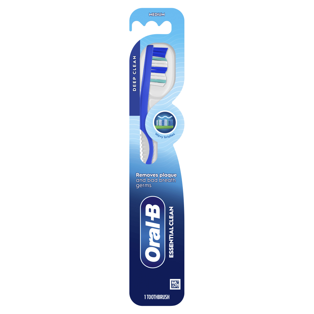 Oral B Essential Clean Toothbrushes, Medium, Blue, Case Of 72 Toothbrushes MPN:10300410109049