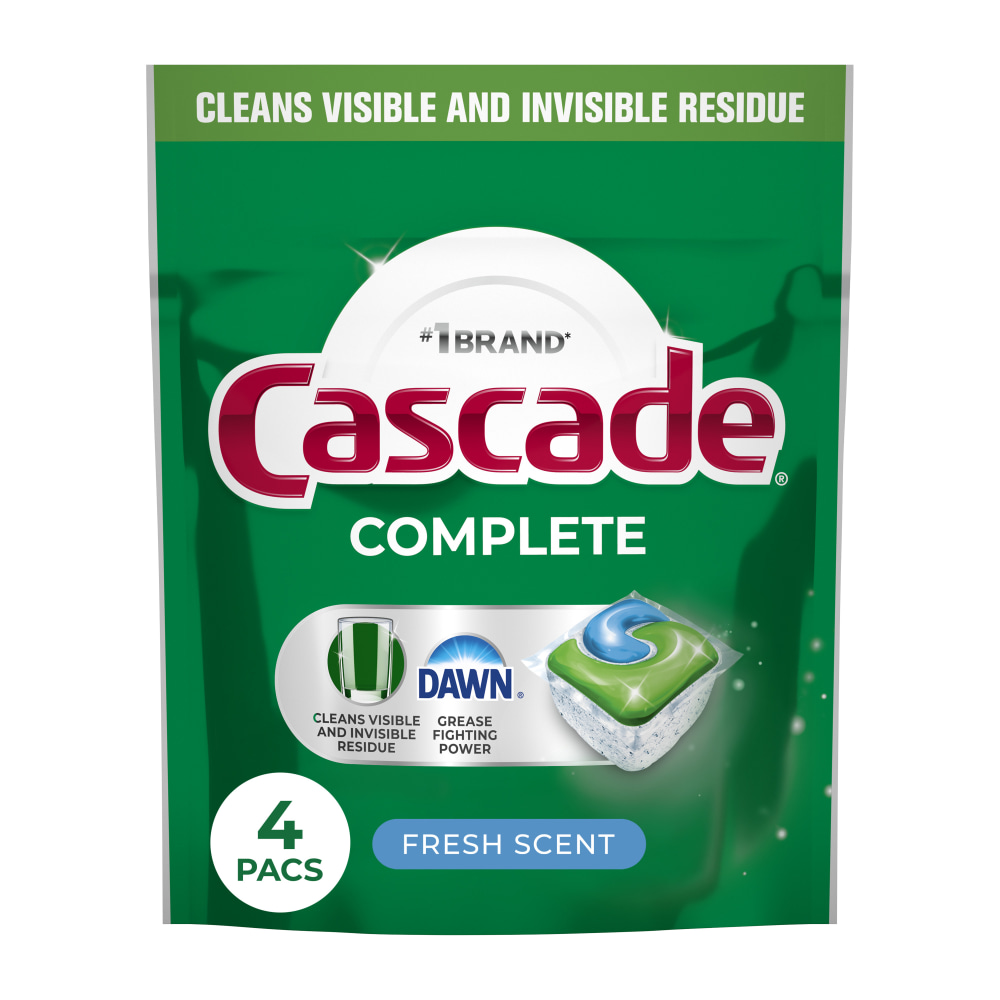 Cascade Complete Dishwasher Pods, Fresh Scent, 4 Pods Per Pack, Case Of 30 Packs MPN:10030772176266