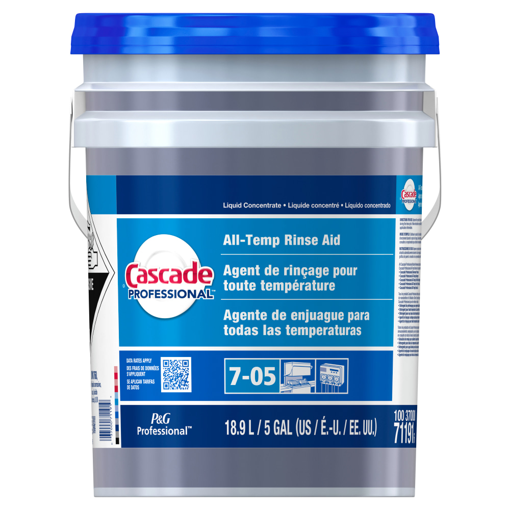 Cascade Professional All-Temperature Rinse Aid Detergent, Closed Loop, 5 Gallon, Blue MPN:71191CT