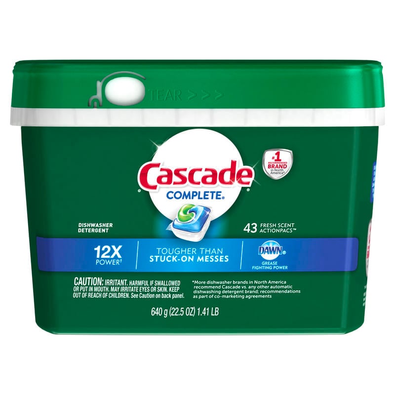 Cascade Complete ActionPacs Dishwasher Detergent Pods, Fresh Scent, Box Of 43 (Min Order Qty 4) MPN:98208