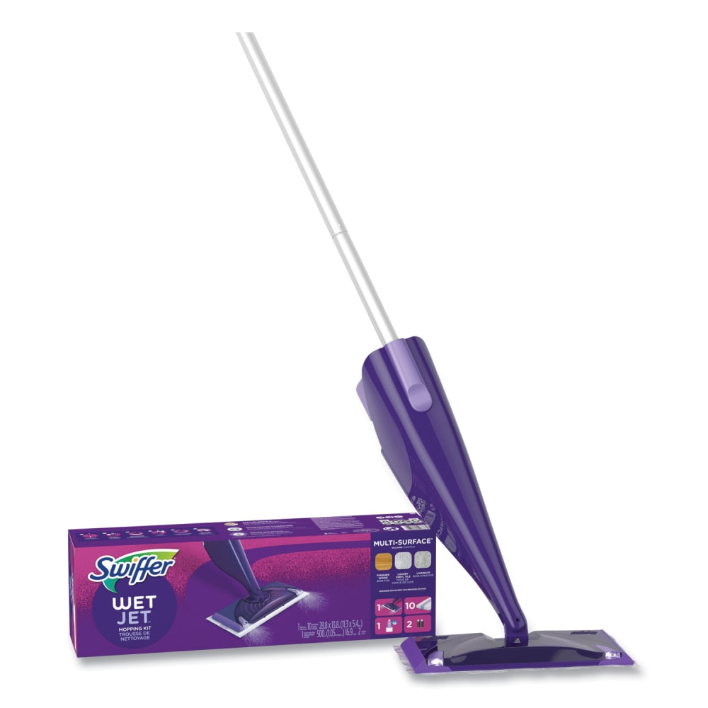 Swiffer WetJet WetJet Mop Starter Kit with 10 Pads and 1 Cleaner, 11.3 x 5.4 Head, Silver Handle MPN:80354301