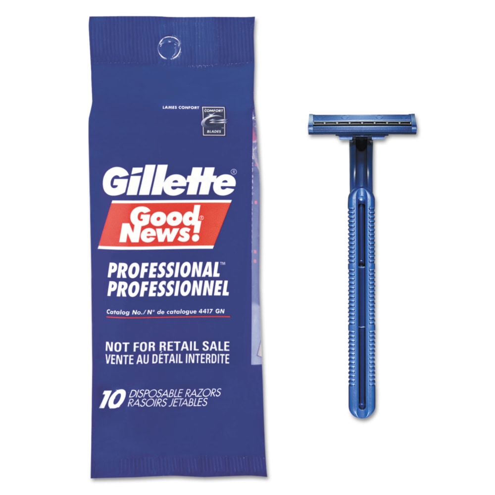 Gillette GoodNews! Regular Disposable Razor, 2 Blades, Navy Blue, 10/Pack, 10 Pack/Carton MPN:11004CT