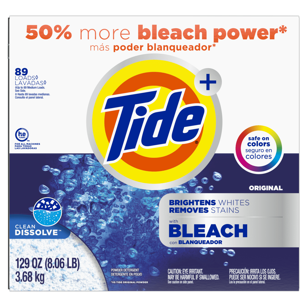 Tide Powder Laundry Detergent With Bleach, Original, 129 Oz, Case Of 2 Containers MPN:10030772166670