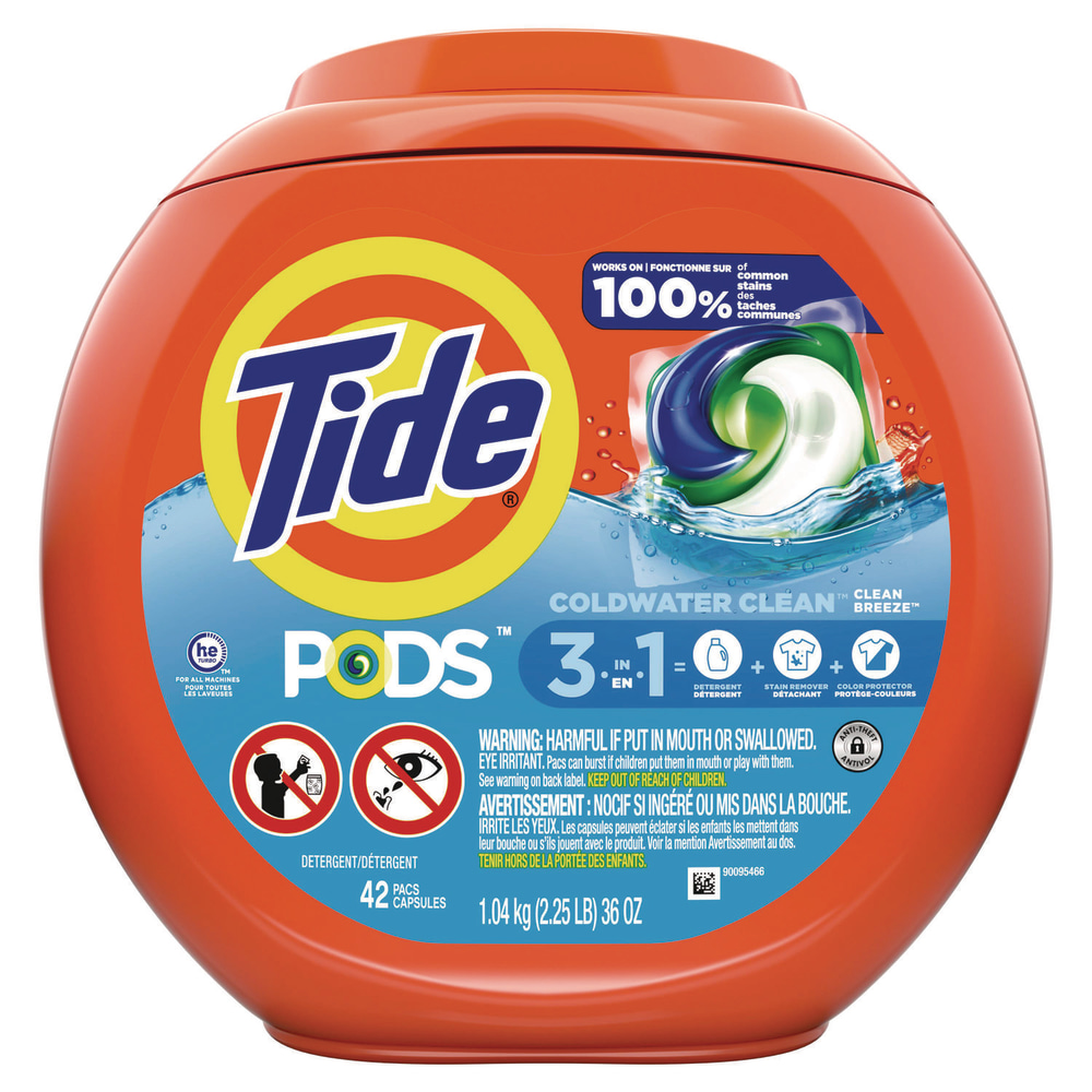 Tide PODS Laundry Detergent, Clean Breeze, 36 oz Tub, 42 Pacs/Tub, 4 Tubs/Carton MPN:80367521