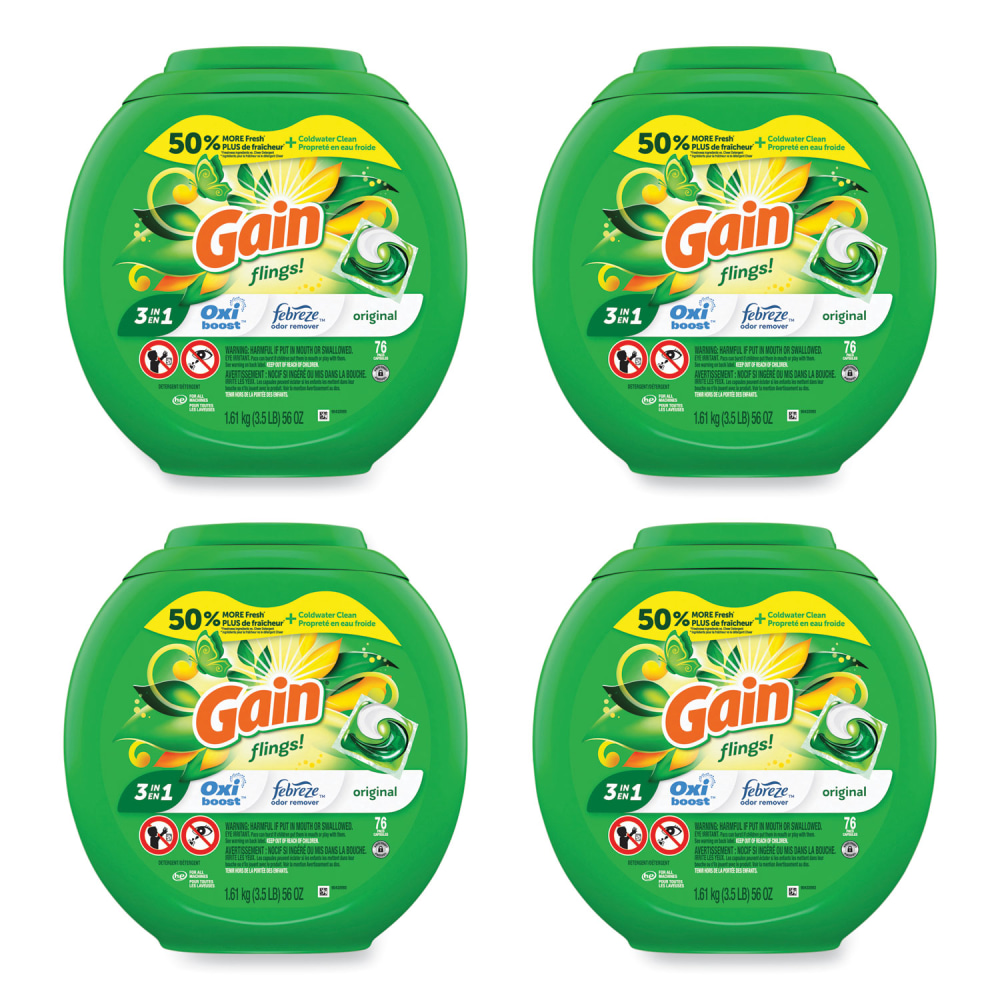 Gain flings Detergent Pods, Original, 76 Pods/Tub, 4 Tubs/Carton MPN:80735397
