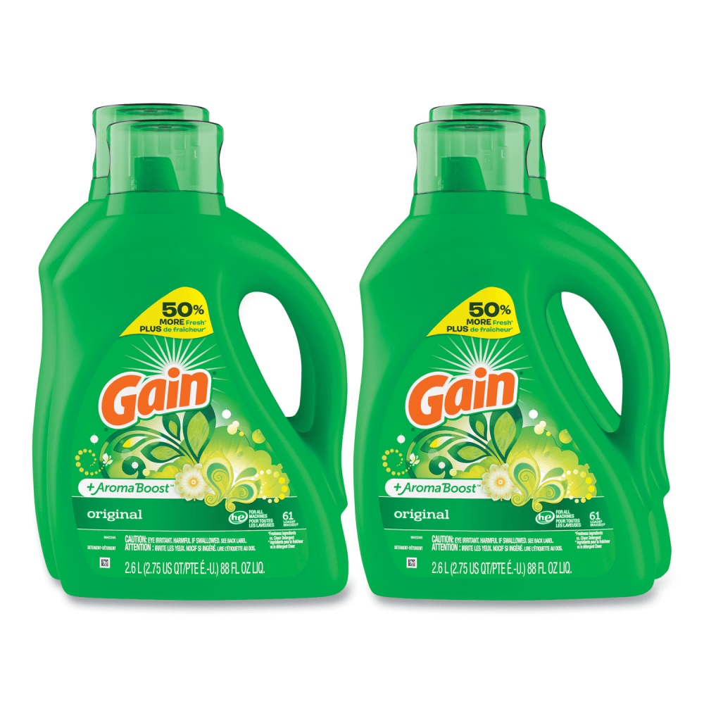 Gain Liquid Laundry Detergent, Gain Original Scent, 88 oz Pour Bottle, 4/Carton MPN:80745070